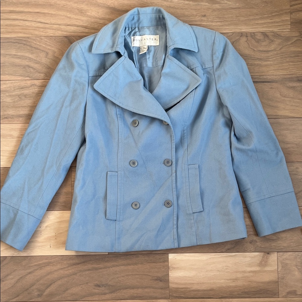 Vintage Light Blue Women’s Wool Pea Coat size M Classy Sophisticated